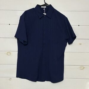 Coofandy Button-Up Shirt Men's Medium Short Sleeve‎ Blue Work Casual NWT